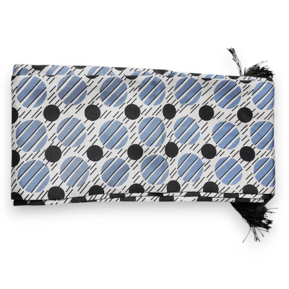 DOLCE & GABBANA Bufanda Blanca Azul Lunares Seda Ajustada 263cm x 12cm 750usd Foto 2 de 4