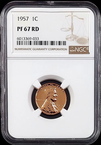 1957 Proof Lincoln Cent certified PF 67 RD by NGC!  sku 69033
