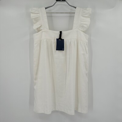 Pomander Place by Tuckernuck White Hazel Flutter Sleeve Dress sz L  Linen-Viscose | eBay