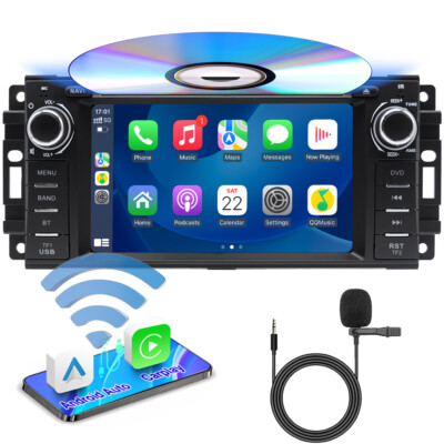 6.2'' Car Stereo Radio Fr Jeep Wrangler Chrysler Dodge Ram CarPlay GPS DVD Player