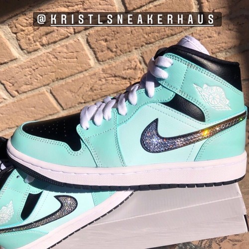 Air Jordan 1 Mid Aqua Blue Tint with 2 
