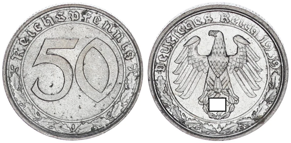 Deutschland - Drittes Reich 50 Pfennig 1939 A 3. Reich fast Stempelglanz 109418 - Bild 1 von 1