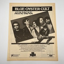 Anuncio impreso promocional Blue Oyster Cult Aldo Nova The Source Radio 1982 10"x12,5"