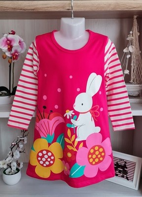 Children's girls long sleeve dress size 116 jersey dress rabbit motif