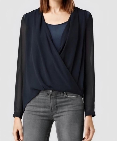 Women AllSaints Shirt Black Polyester 36 / S / 44