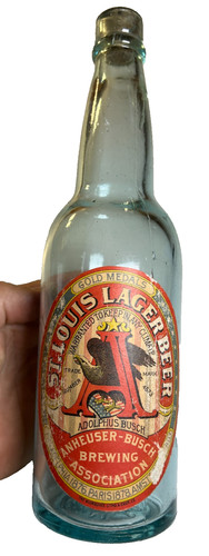 RARE 1890s Anheuser Busch St Louis Lager Beer Bottle Original Label Budweiser