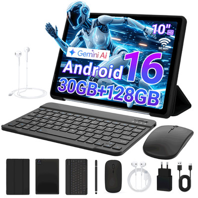 10.1'' HD Tablet Android 16  Wifi 5G Octa-Core Processor 128GB ROM Fast Charging