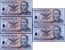 MEXICO - P116c+d+e+f - 20 Pesos - SET x 5: 2002+2003+2005+2006 - POLYMER - UNC