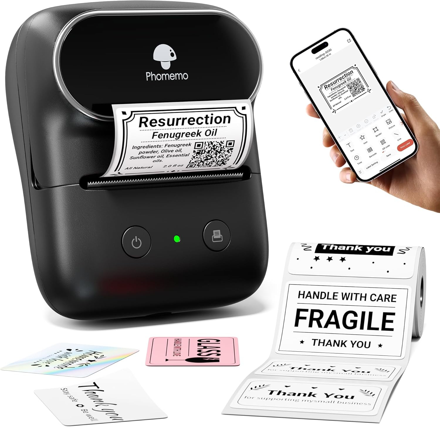 Phomemo M108 Label Maker Machine, Bluetooth Label Printer for Small Business, Ho