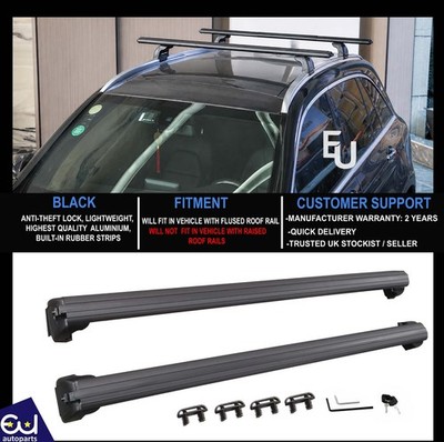 FOR AUDI Q3 (8U) 2011+ CROSS BARS ROOF RAIL RACK BLACK LOCKABLE HEAVY DUTY
