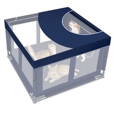 Dog Playpen Cover, 42x42 inch Play Pen Top with Hooks, Soft Royal Blue
