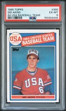 1985 TOPPS 84 USA BASEBALL TEAM #390 SID AKINS PSA 6