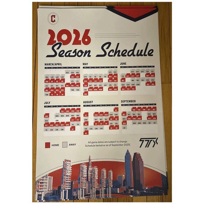 Cleveland Guardians 2026 Season Schedule Home Away Baseball Poster