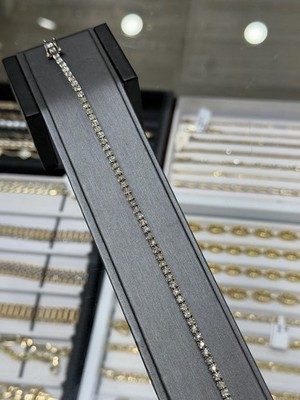 10k Solid White Gold Diamond Tennis Bracelet