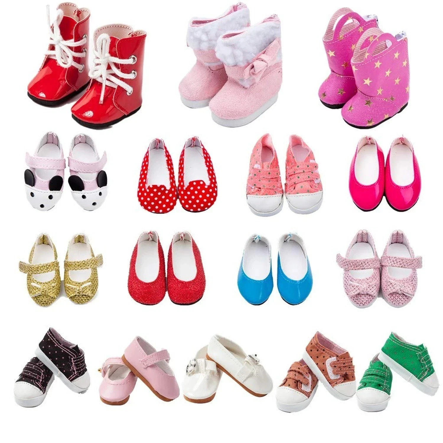 6 Pairs Doll Shoes Fits 14.5 Inch Doll American Wellie Wishers Dolls 100% Get...