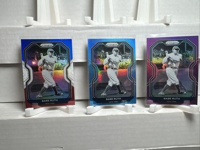 2021 Panini Prizm Tier II Babe Ruth Lot (3) Carolina Blue - RWB - Purple Prizm