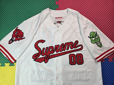 Supreme ベースボールジャージ ホワイト/レッド s-l400.png