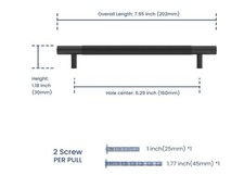 LONTAN 20 Pack Kitchen Door Handles Hole Centers：160mm（6-5/16 Black Kitchen Cupb