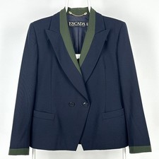 Vintage Escada Margaretha Ley Womens Jacket Navy/Green Double Breasted Blazer
