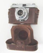 Kalimar A 35mm Camera  45 mm Terlonon Lens w/Brown Case Untested Vintage 1950s
