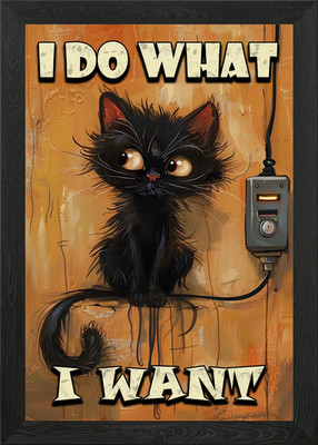 Lustige Katze gerahmtes Wandbild Poster Leinwanddruck Bild