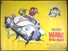 Herbie Rides Again ORIGINAL Quad Film Poster Helen Hayes Ken Berry Disney 1974