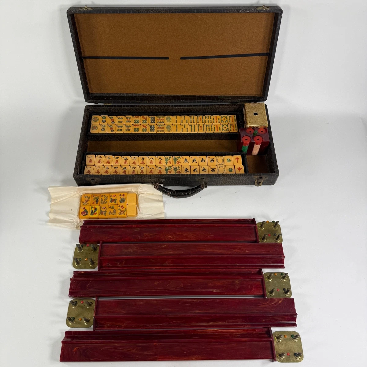 Mah Jong Tile 1950 Vintage Manufacture Board & Traditional Games