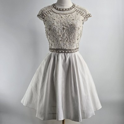 slim fit dress slacks Ana Flare Mini Dress (White)