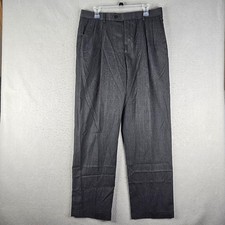 Joseph  Feiss Dress Pants Mens 35x32 Gray Wool Blend Pleated Classic Fit Slacks