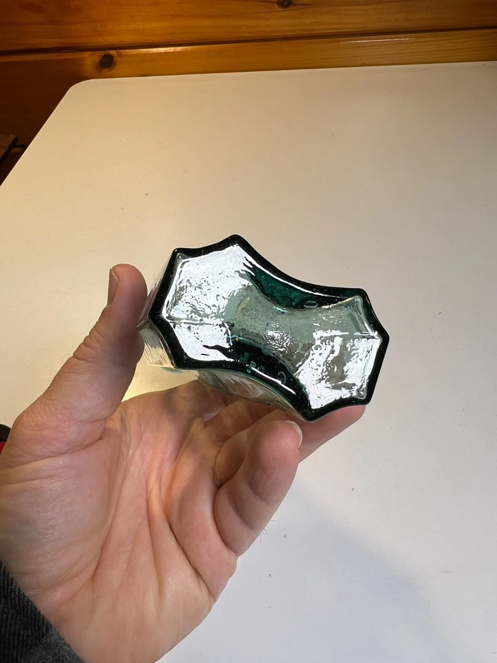 Antigua botella de salsa de especias Western de 1860 Aqua San Francisco California labio enrollado Foto 4 de 4