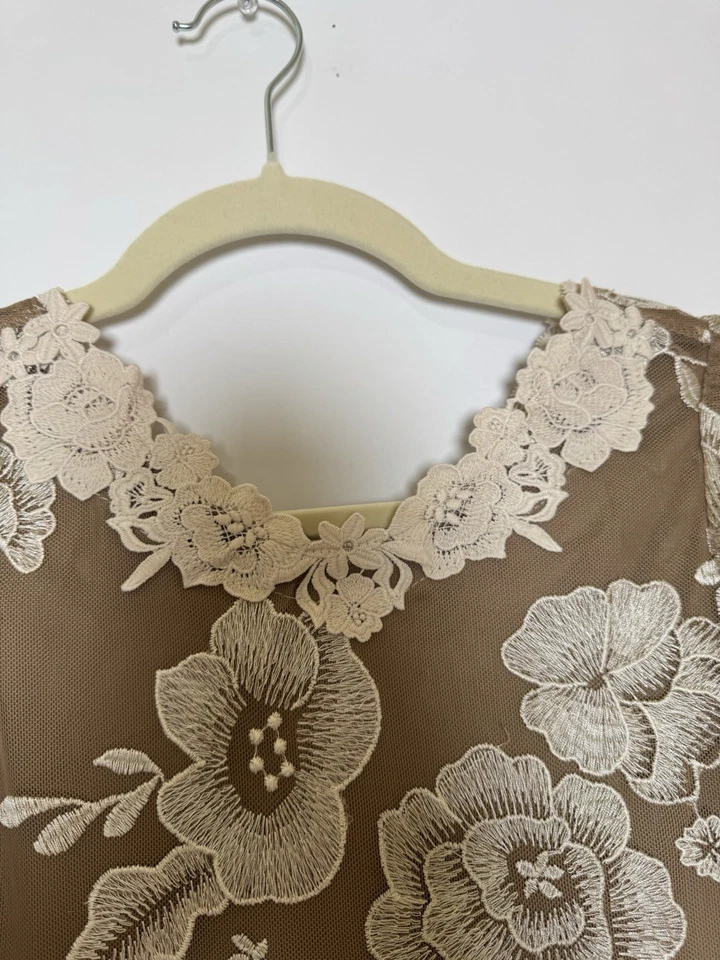 Joyfilm MIA JOY Niña Verona Neutro Floral Encaje Alto-Bajo Vestido Formal Novia 12 Foto 4 de 4