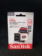 Sandisk Ultra 128GB MicroSD with SD Adapter A1 140MB/s Full HD Video New Sealed