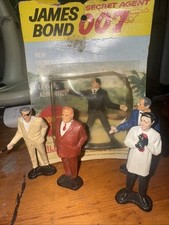James Bond Figures Gilbert Toys 1965 4 Loose 1 Carded