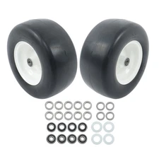 13x6.50-6 Flat Free Tire & Wheel Solid Smooth Polyurethane Lawn Mower Tire 2Pack