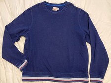Brooks Brothers Men s XL Red Fleece Sweatshirt Navy Blue Striped Trim Crew Neck