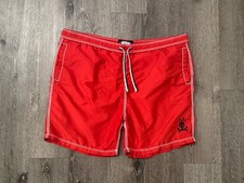 Psycho Bunny Swim Trunks Mens XL Bathing Suit Mesh Lined Pockets Red Drawstrings