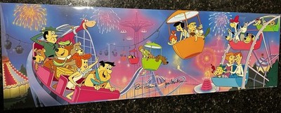 Huge Flintstones Hanna Barbera Theme Park Fair signed animated art cel