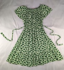 Generation Women's Green Cotton Off Shoulder Mini Dress Boho Peasant Size S/M