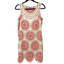 Calypso St. Barth 100% Linen Sleeveless Scallop Hem Dress Size M