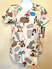 Chip N Dale Christmas Disney V Neck Scrub Top TF737 CDAW