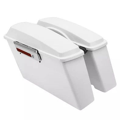 Sacoches Rigides pour Harley Davidson Road King Classic 98-13 blanc lisse - Photo 1/2
