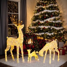 3 Pieces Lighted Christmas Reindeer Family Set In/Outdoor Holiday Decoration