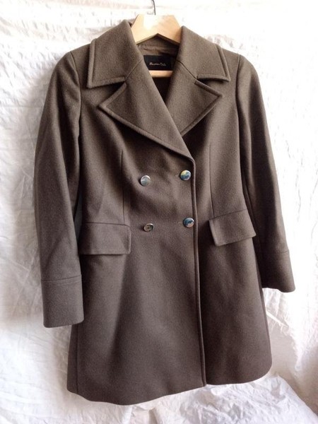 Women Massimo Dutti Coat Khaki Wool 40