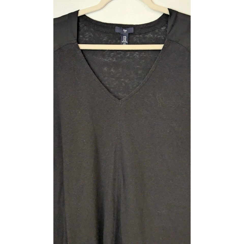 Gap Black V Neck Cap Sleeve Top Blouse Womens XXLT Plus Size Casual Everyday - Image 2 of 4