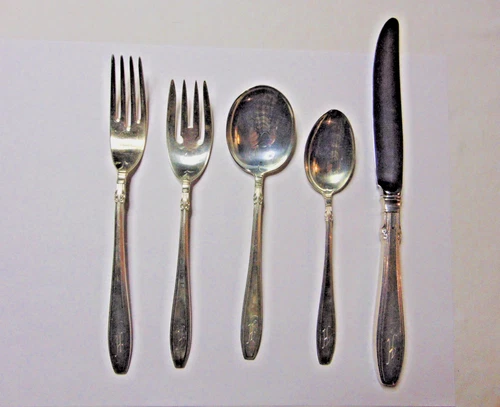 Gorham Sterling Silver 925 Flatware Set 5 Five Piece Vintage Nocturn Monogram H