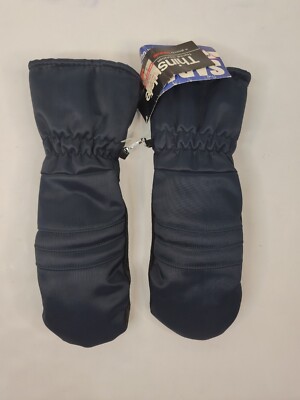 Vintage SARANACA Mittens Gloves Womens SZ M Cowhide Leather Thinsulate Blue New