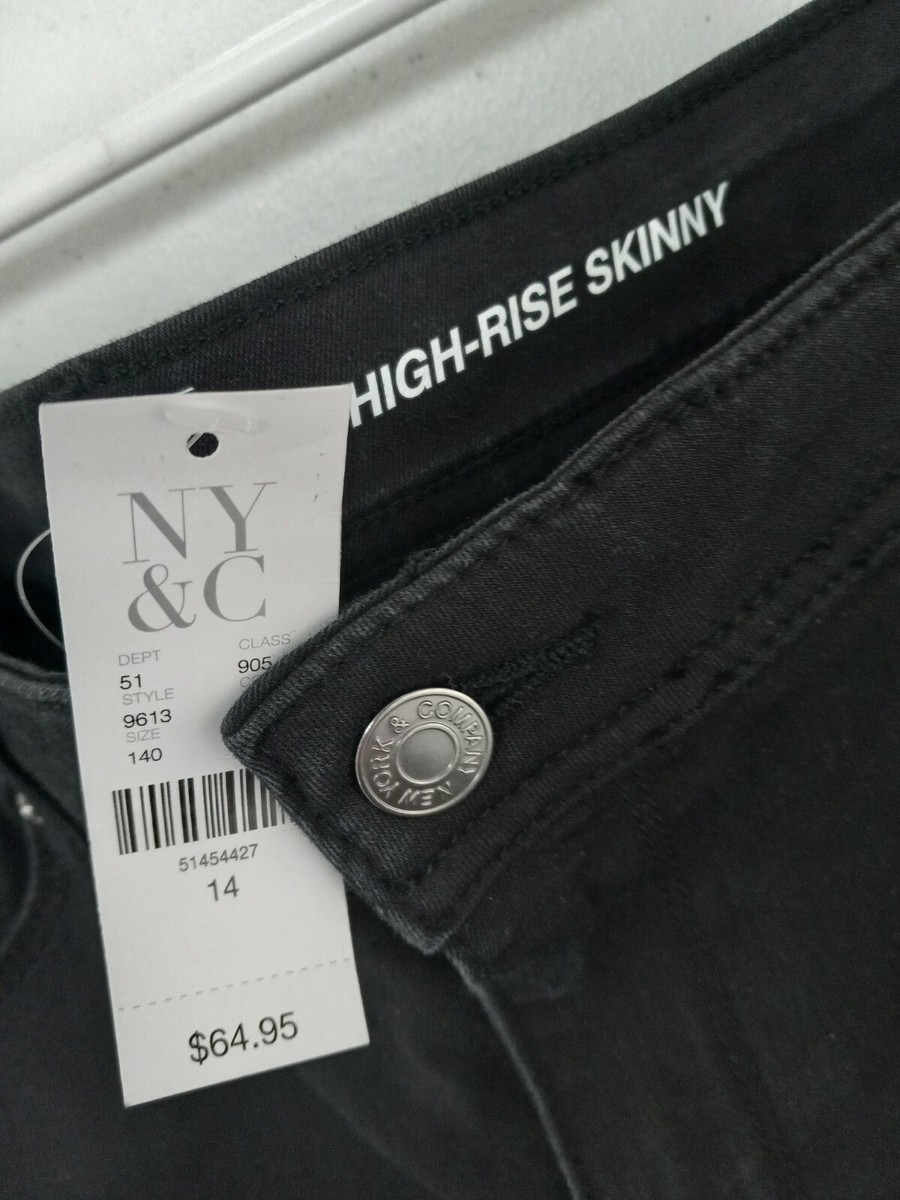 NY&C sz 14 Average Black High Rise Skinny Jeans NWT $64.95 | eBay