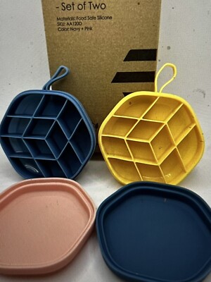 Hubee Food Safe Silicone Beehive Ice Tray - Navy + Pink - Set of 2 NEW
