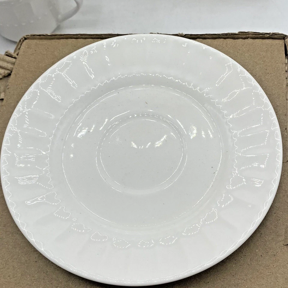 Gibson Designs MARQUESS White Fluted Dots Rim Porcelain Cups & Saucers Set For 6 - Image 2 of 4