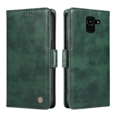 Einfarbig Lychee Leder Geldbörse Etui Handyhülle für Samsung J4 J6 A9 A8 Note 20